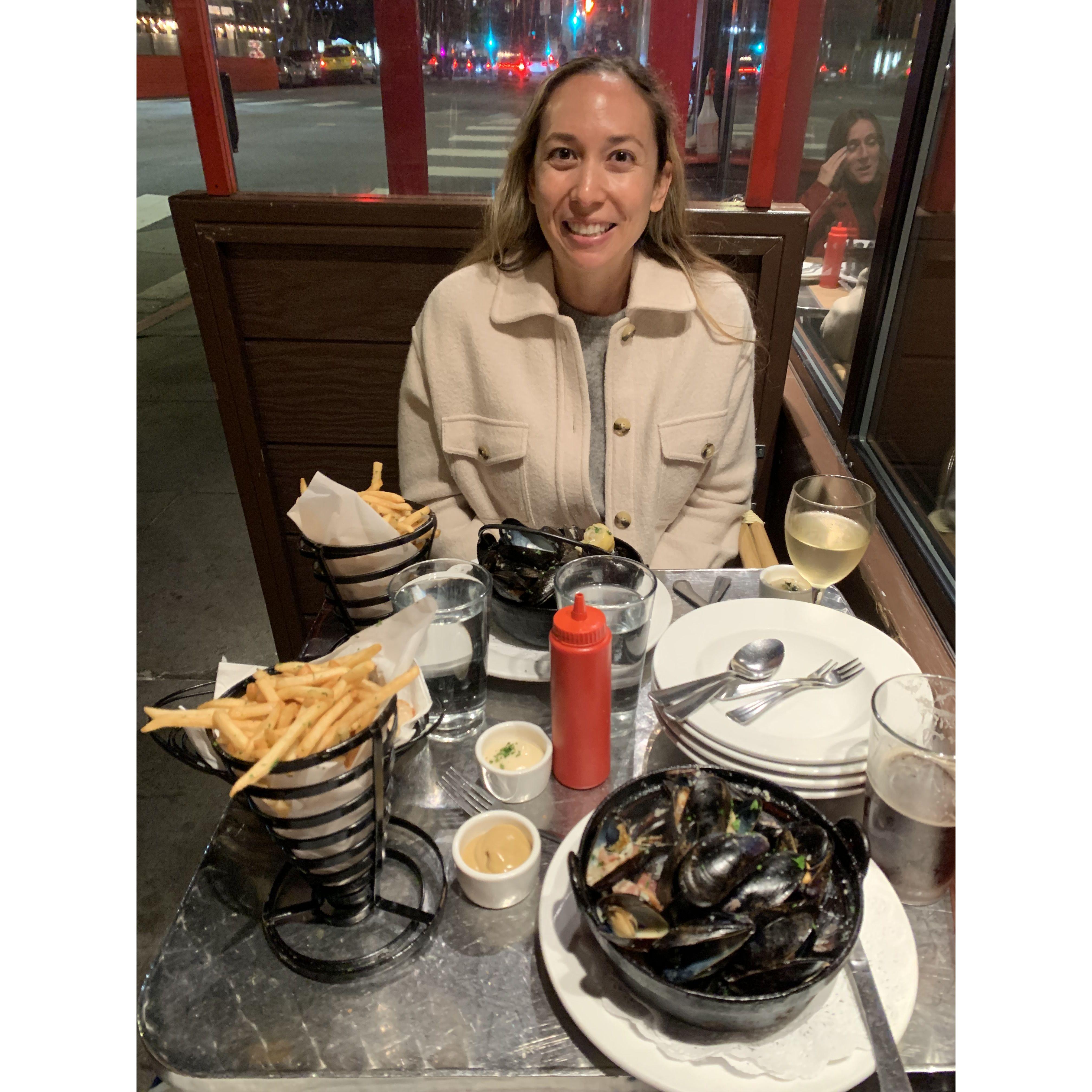 Our favorite meal in San Francisco---Moules-frites! (Mussels & french fries)