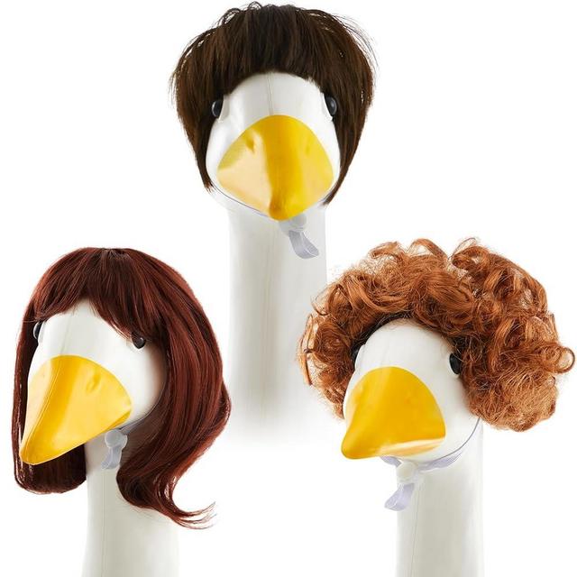 Dansydaisy 3 Pcs Porch Goose Wigs,Porch Goose Outfit, Cute Porch Goosey Braid Wig, Crochet Hook Portico Goose Wig for Lawn Goosey Garden(Modern)
