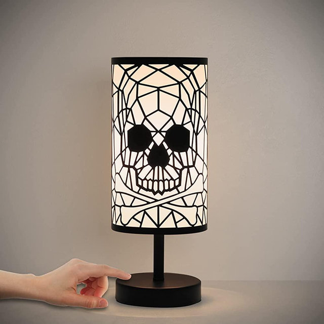 Black Skull Lamp,ACOMYCICI 3-Way Dimmable Touch Control Gothic Decor Lamp for Gothic Decor,Best Ideal Gift,Valentine’s Day Gifts Holiday Gift christmas decorations Skull Nightstand lamp(Bulb Included)