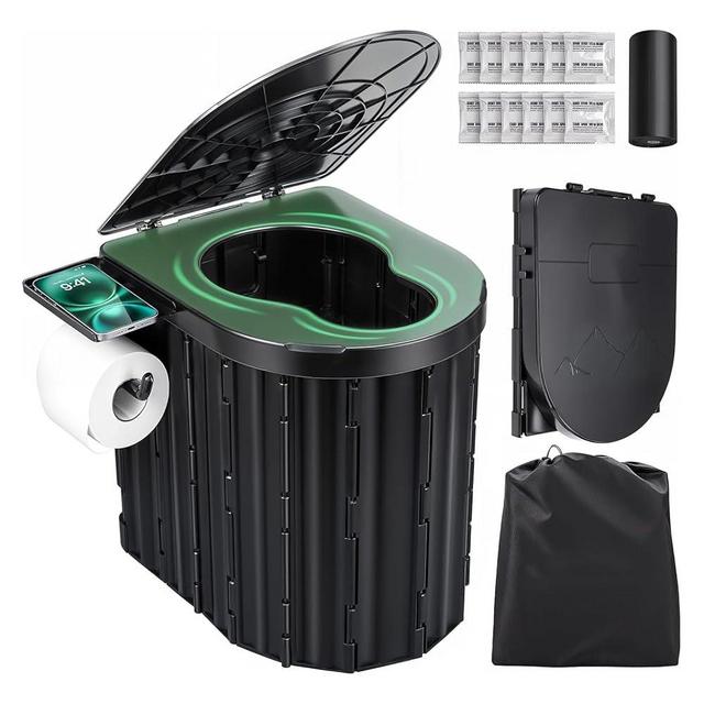 Sckee Camping Toilet, Portable Toilet for Adults, Portable Travel Folding Toilet with Lid and Paper Holder, Compact Potty for Car, Camp Toilet Portable Toilet for Camping, Hiking,Truck, RV, Beach