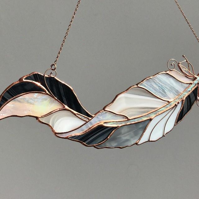 Gray Wall Hangings Feathers Light Cling...
