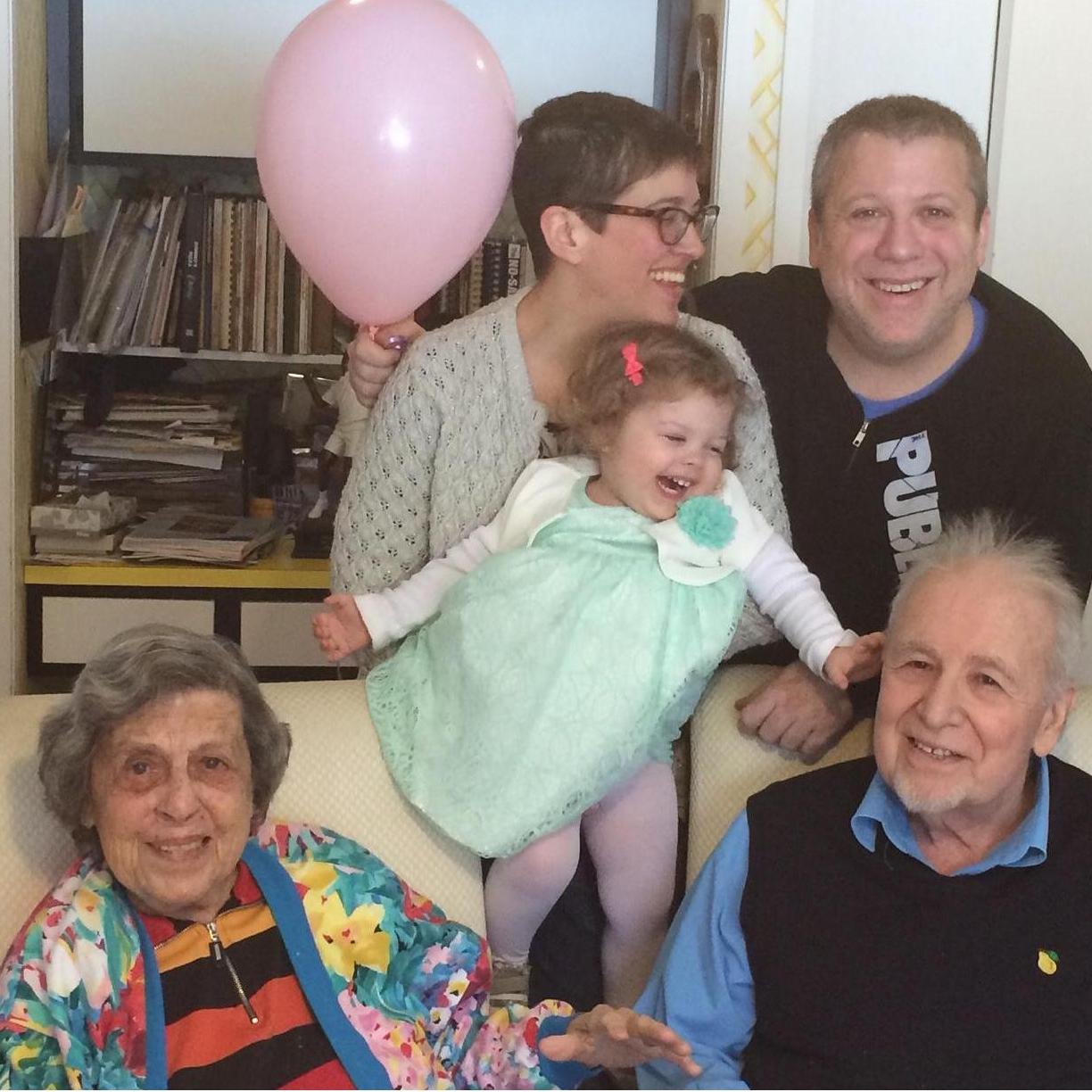 With Grandpa and Grandma, Celie's 2nd birthday