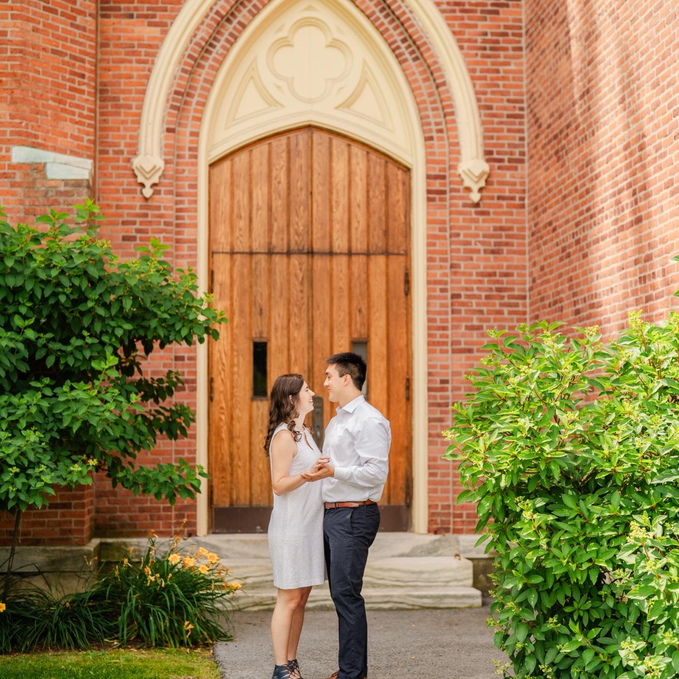 July 2025 - Engagement Photos!! This photo was taken outside Our Lady of Seven Dolors, the church we will be married in!!