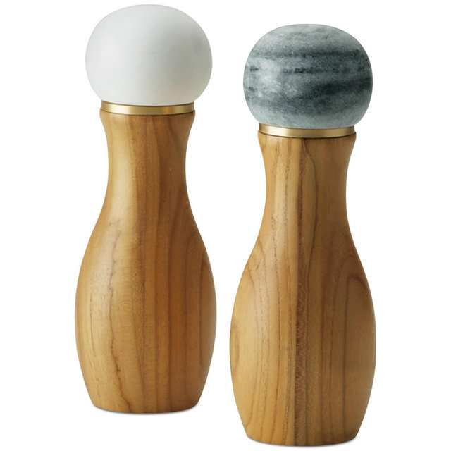 Anolon Pantryware Teakwood & Marble Salt and Pepper Grinder, Set of 2
