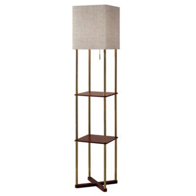 Adesso® Harrison Shelf Floor Lamp in Antique Brass