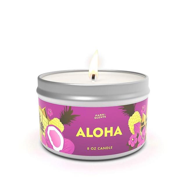 Park Scents Aloha Candle - Authentic Smell of The Hawaiian Aulani Resort Hotel Lobby - Soft Fruity Notes of Pineapple & Coconut - Handmade in The USA - Natural Soy Blend | 8 oz. Tin