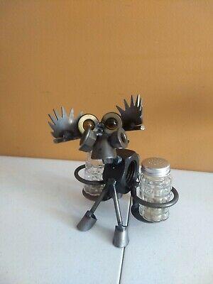 Junk Art Metal Indoor Outdoor Sculpture Moose Steampunk industrial Salt & Pepper