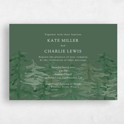 Green Landscape Wedding Invitation - Camden Horizon