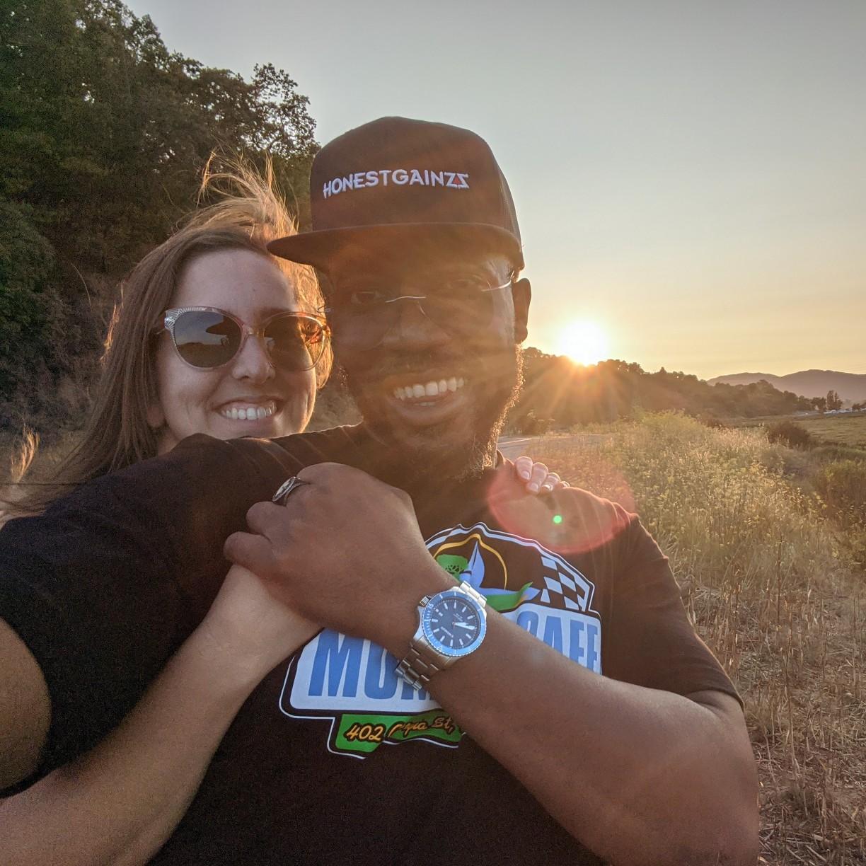 Hiking while the sun was setting.
