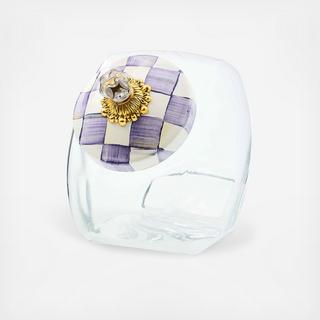 Violet Check Cookie Jar with Lid