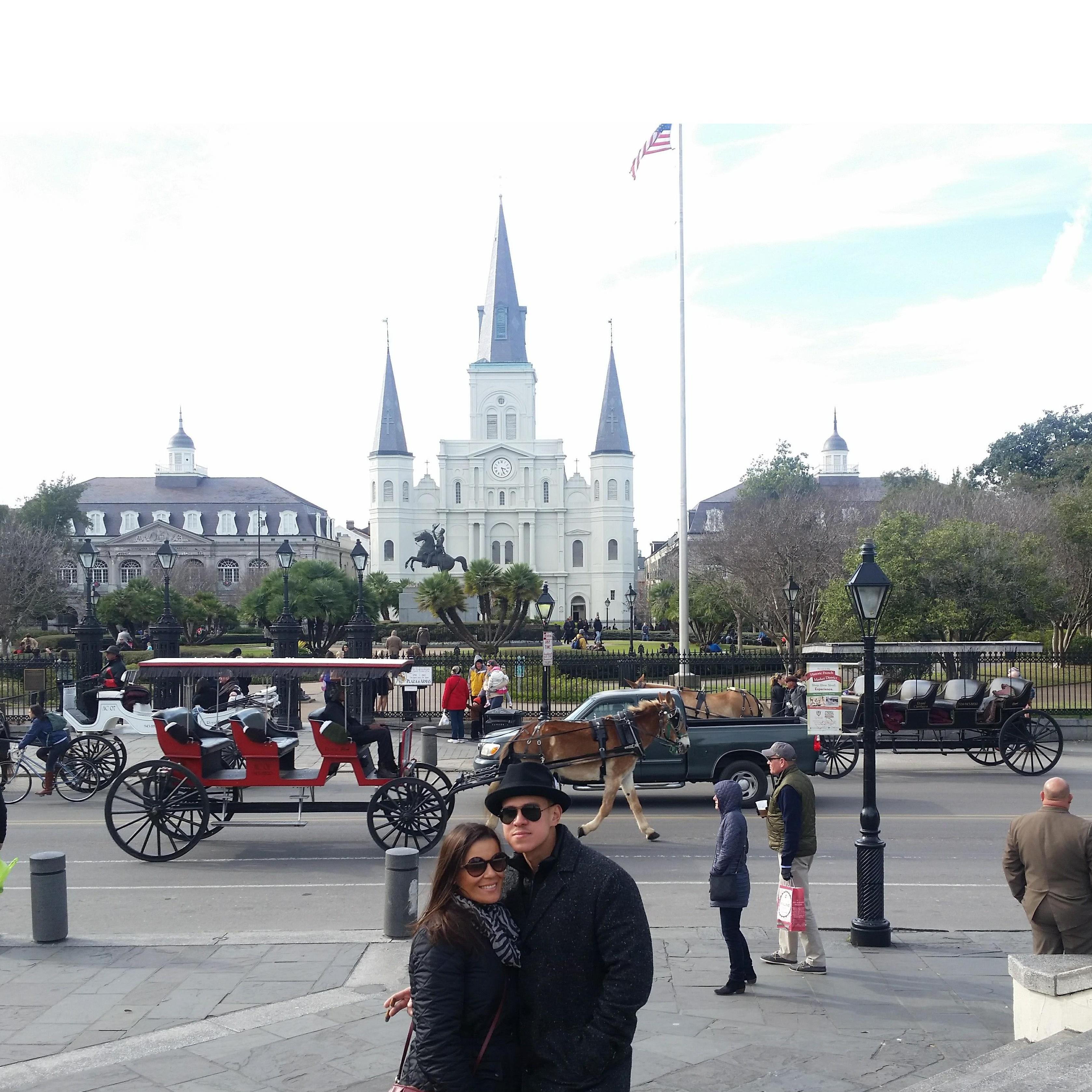 New Orleans, right before our 1st beignets at Cafe Du Monde.