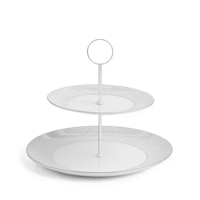 Wedgwood Gio Platinum Cake Stand, 2 Tier