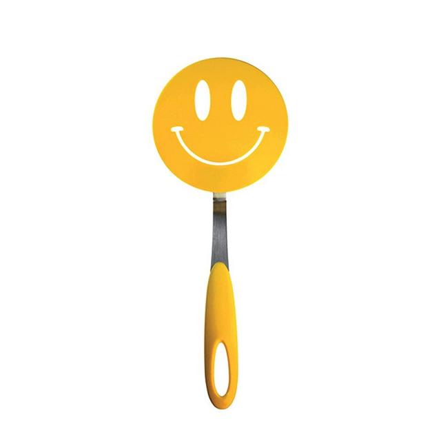 Tovolo Spatulart Smiley Face Nylon Flex Turner, Spatula Cooking Utensil Co-Molded With Silicone, Sturdy Steel Handle, Safe for Non-Stick Cookware, Smiley Face