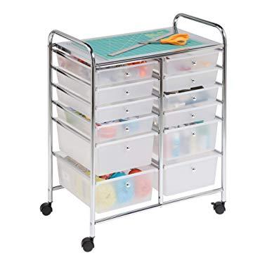 Honey-Can-Do Rolling Storage Cart and Organizer with 12 Plastic Drawers