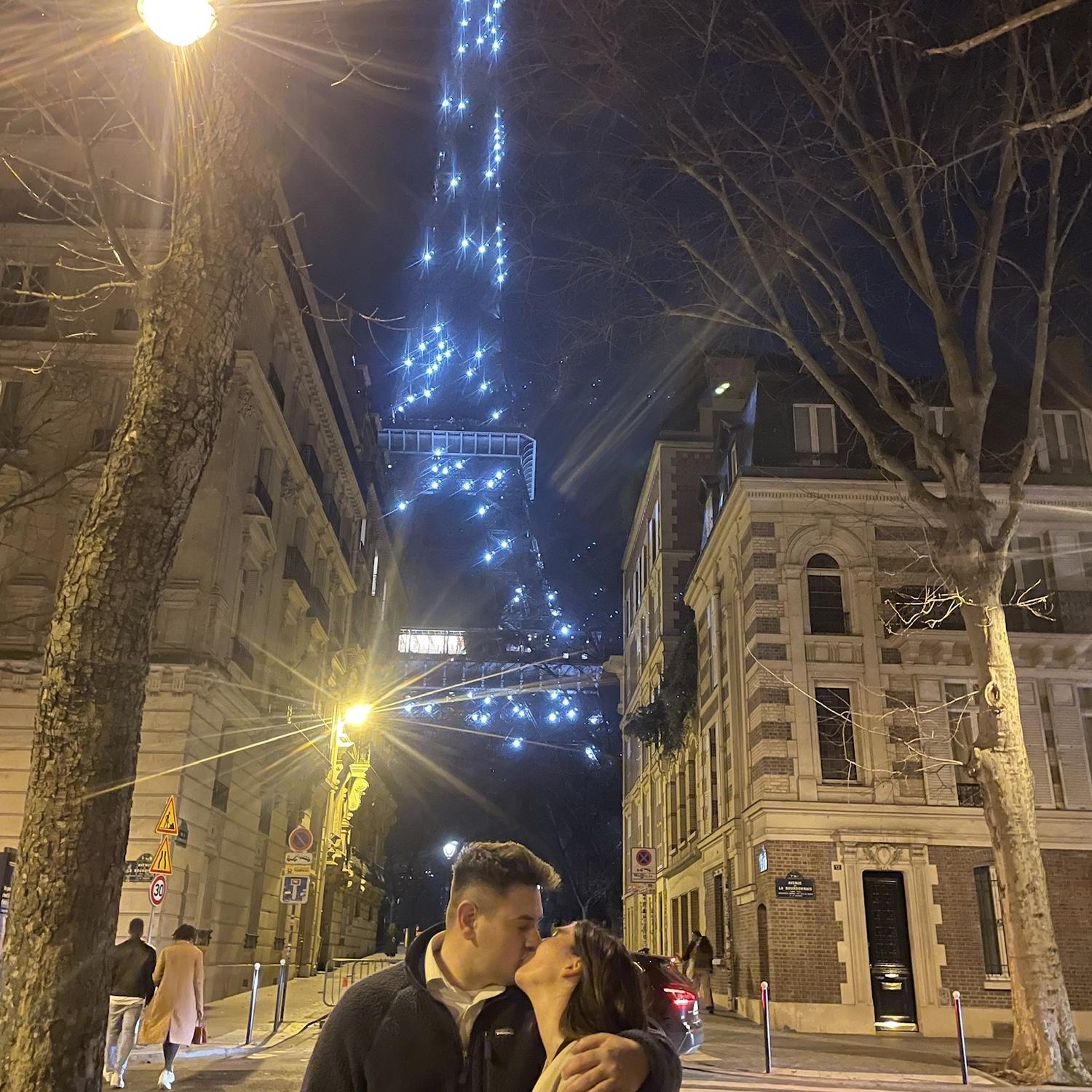 Sharing a once-in-a-lifetime kiss under the Eiffel Tower. 03/11/22