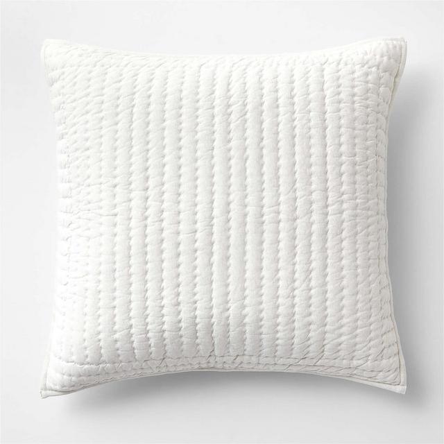 Organic Jersey Heathered Ivory Euro Quilted Pillow Sham