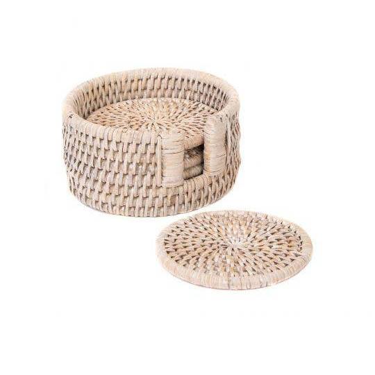 Sconset Coaster Set - White-Washed