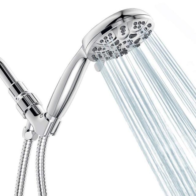6 Functions Handheld Shower Head Set, HOPOPRO 2020 Newest High Pressure Shower Head High Flow Hand Held Showerhead Set with 59 Inch Hose Bracket Teflon Tape Rubber Washers