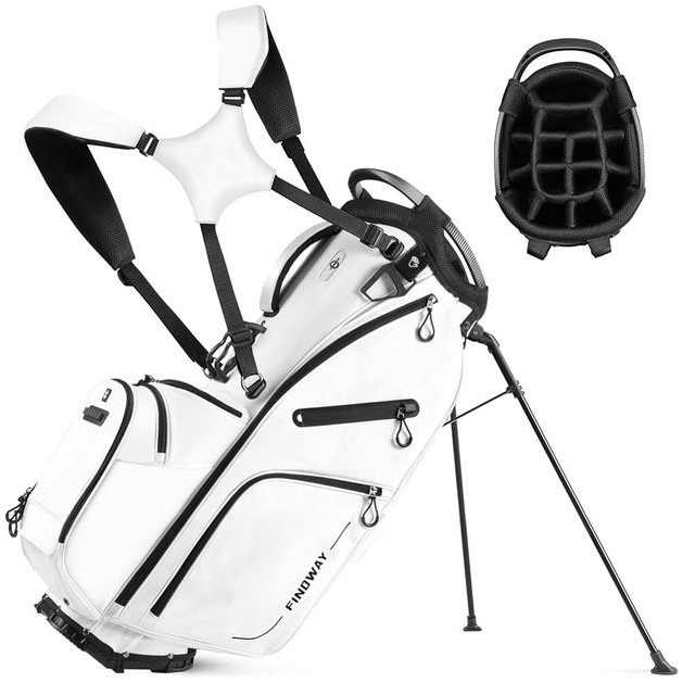 Findway 14 Way Golf Stand Bag, Lightweight Golf Bag with Stand for Men Women, Golf Club Carry Bag with Dual Strap, Full Length Dividers, Multiple Pockets, Golf Ball Holder