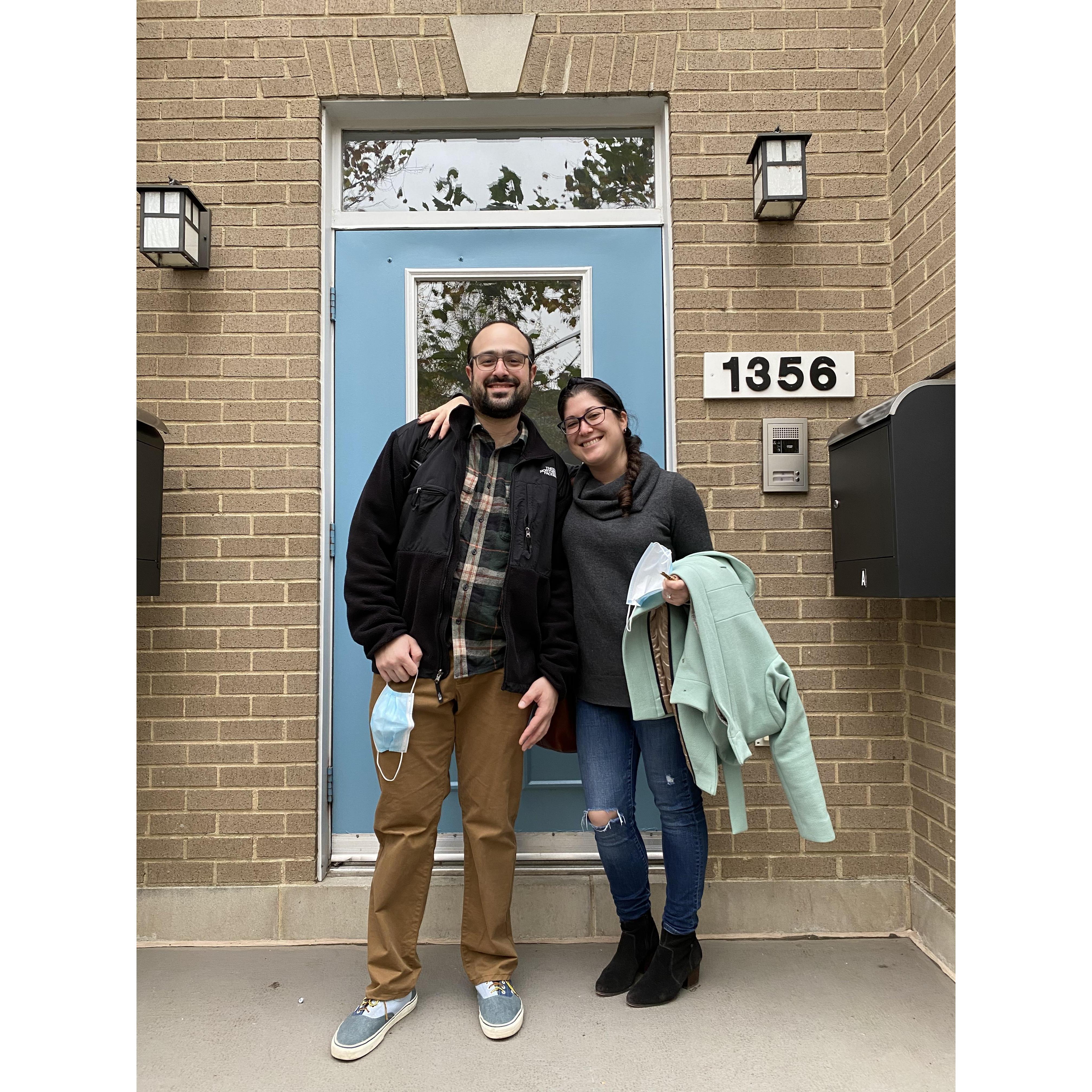 In front of our new home!