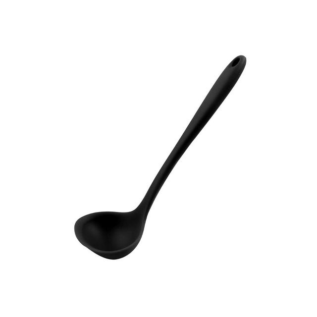 Unique Bargains Heat Resistant Ergonomic Handle Non-Stick Dishwasher Safe Soup Kitchen Spoon 11.6 Inch 1 Pc Black
