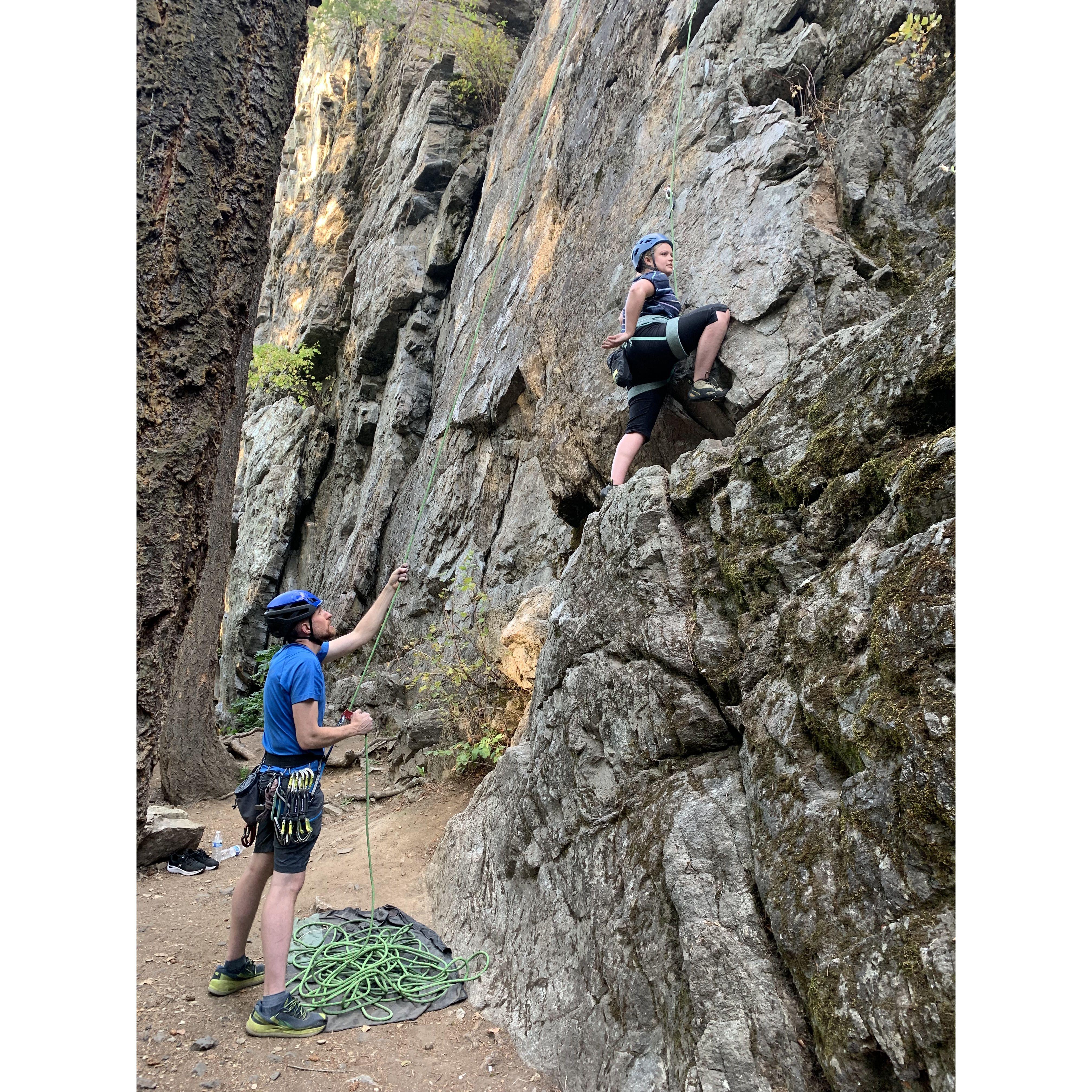 First time rock climbing for the Bride with the Groom!
