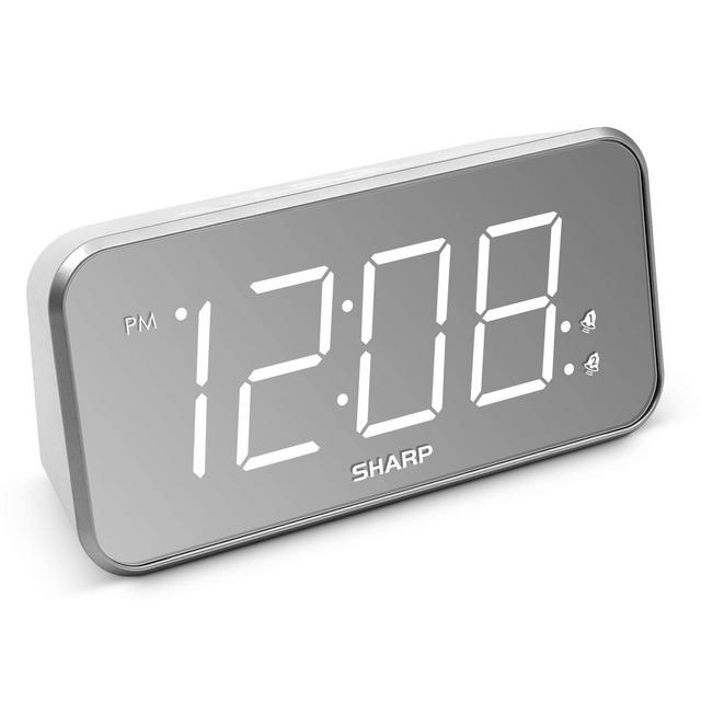 AccuSet Jumbo Mirror Display Alarm Clock White - Sharp