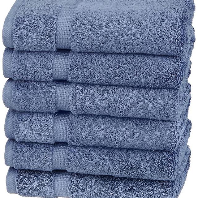 Pinzon Organic Cotton Hand Towels, Set of 6, Indigo Blue