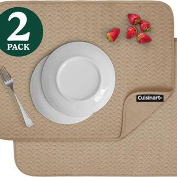 Cuisinart Dish Drying Mats for Kitchen Counter - (2) 18" x 24" Ultra Absorbent Dish Drying Mat XL - Foldable, Machine Washable, Fast Drying Dish Mat