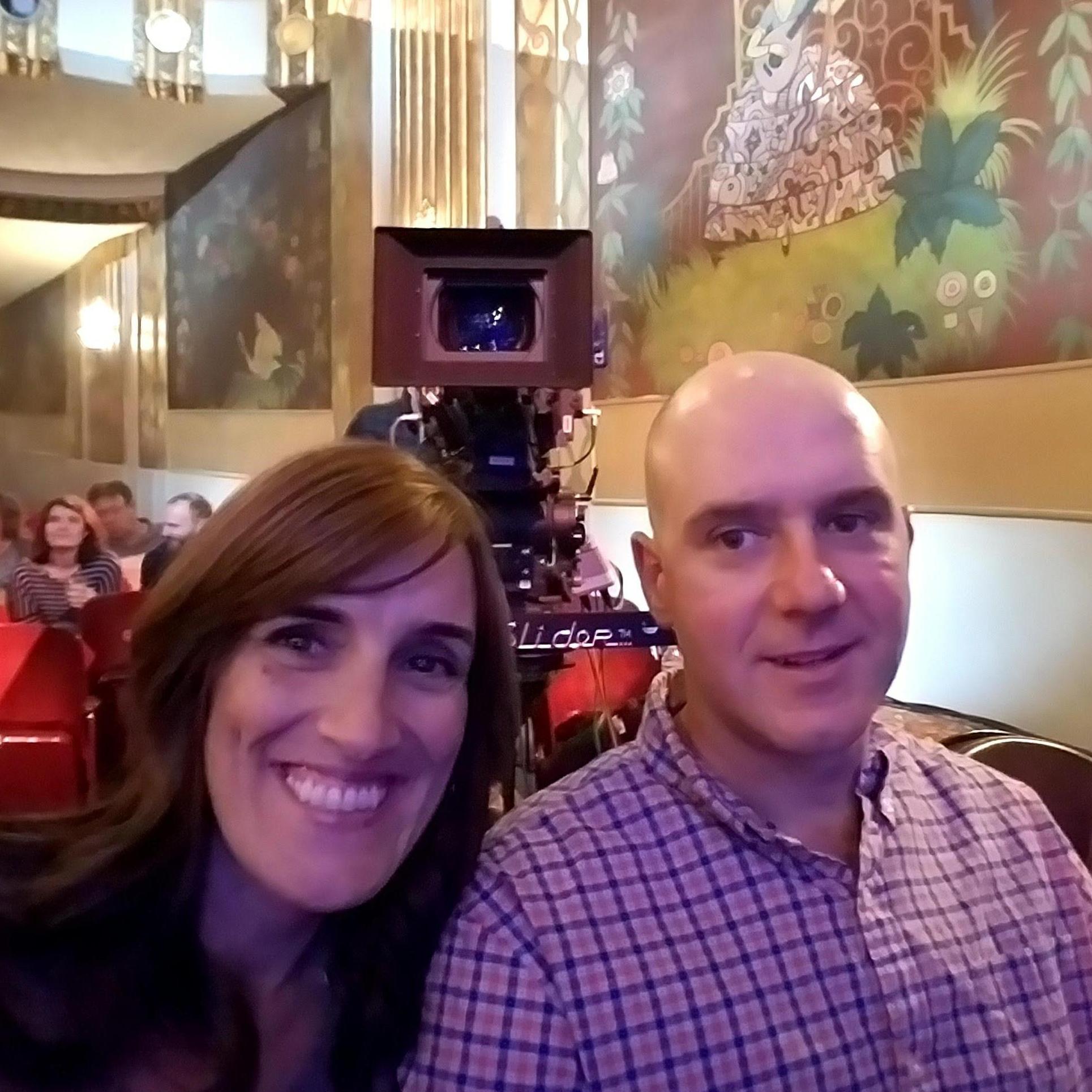 Brian Reagan at Paramount Theater filming his Netflix special. Derrick can be seen in the crowd.