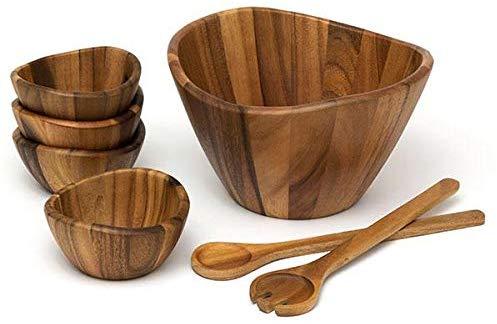 Lipper international Acacia 7pc Wavy Serving Bowl Set