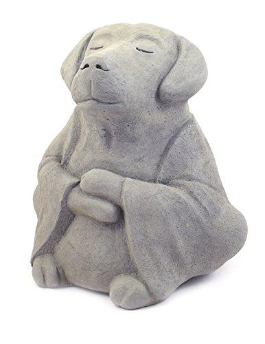 Modern Artisans Meditating Dog - Cast Stone Garden Sculpture : Large Size, Grey Stone Finish