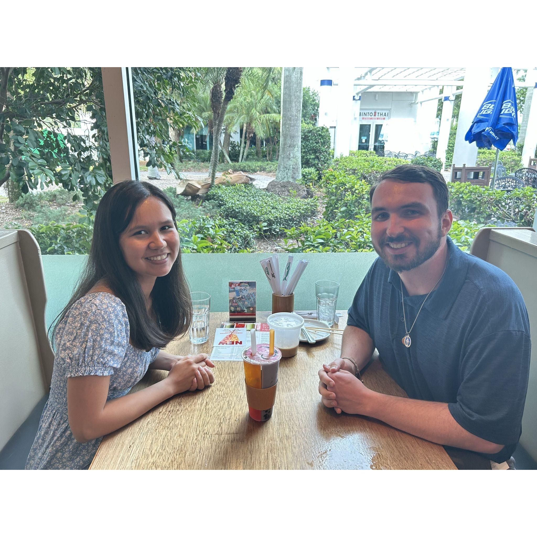 Our first date as an offical couple (fourth date in total). We got Ramen and boba tea!