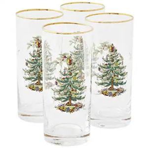 Spode Set of 4 Christmas Tree Highball Glasses