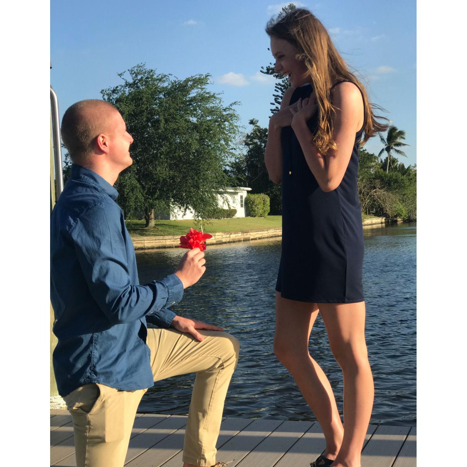 Our senior spring break, 2018. Messing around and pretending to propose.