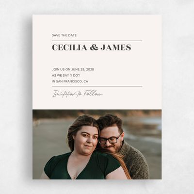 Light Oatmeal, Beige Wedding Save the Date - Valier Photo