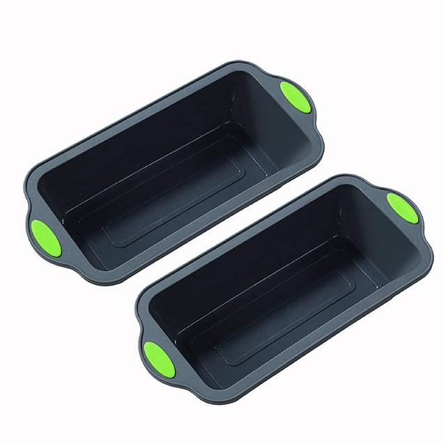 To encounter 9 Inch Silicone Bread and Loaf Pan, Food Grade Non Stick Silicone Molds for Baking Banana Bread, Meat Loaf, Pound Cake with Metal Reinforced Frame More Strength, Set of 2