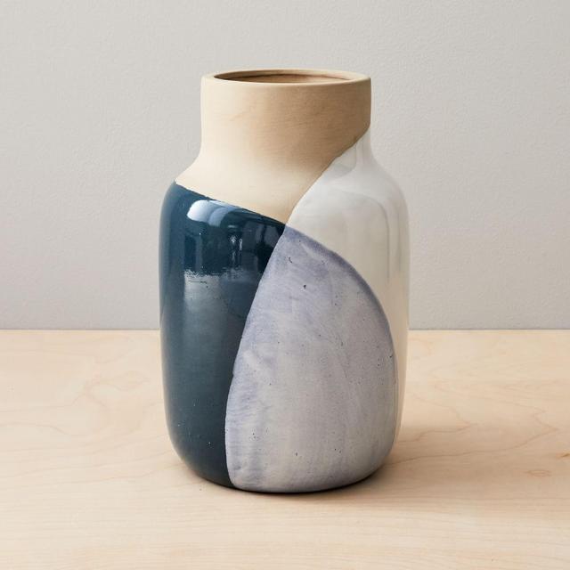 Barro Vase, Large, Natural + Blue