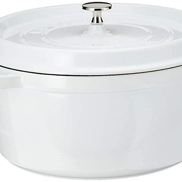 STAUB Cast Iron Round Cocotte, 6-1/4-Quart, White