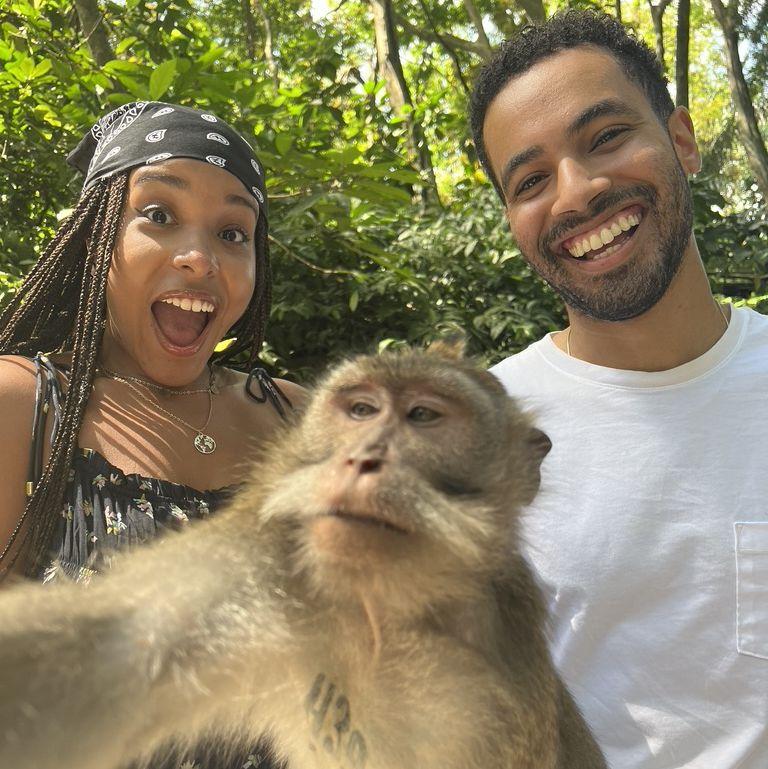 This monkey got in a fight with another monkey before he clocked in for this shot!
