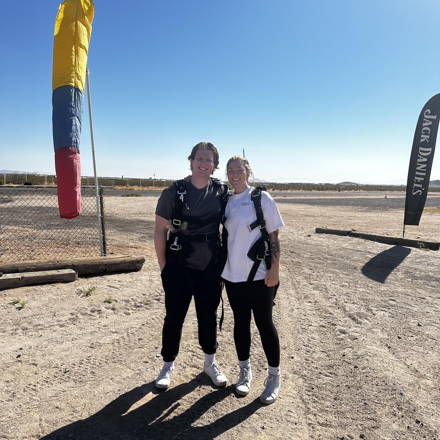 Right after we jumped out of a plane on the day we got engaged!