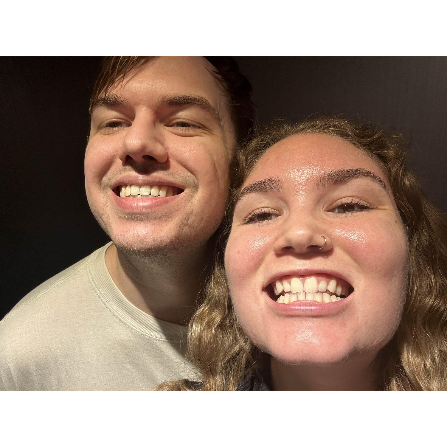 checking if our teeth are white enough
