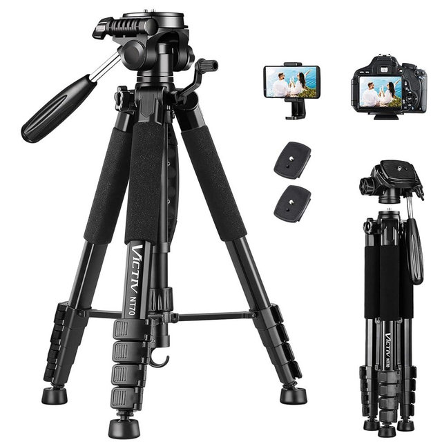 VICTIV 74” Camera Tripod, Tripod for Camera and Phone, Aluminum Heavy Duty Tripod Stand for Canon Nikon with Carry Bag and Phone Holder, Compatible with DSLR, iPhone, Spotting Scopes, Max Load 15 Lb
