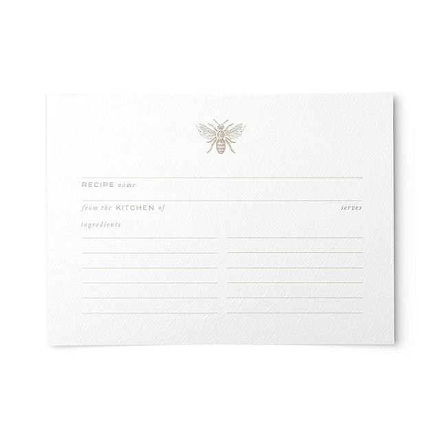 Gold Bee Recipe Cards from Dashleigh, 48 Cards, 4x6 inches, Water-Resistant and Double-Sided (Bee Recipe Cards)
