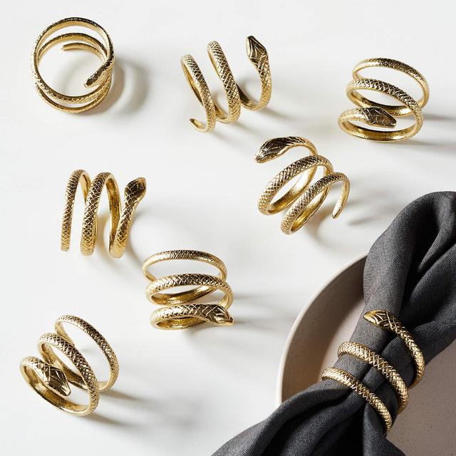 CB2 Slink Gold Napkin Rings Set of 8