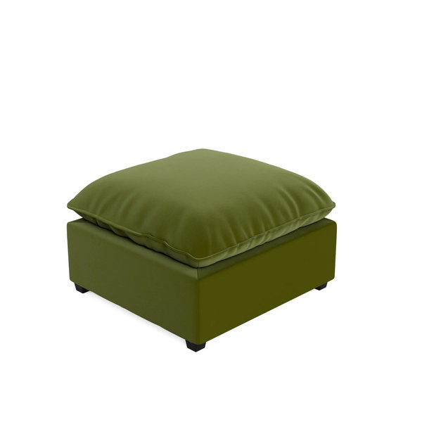 Kova Pillow Cushion Ottoman - Olive Velvet