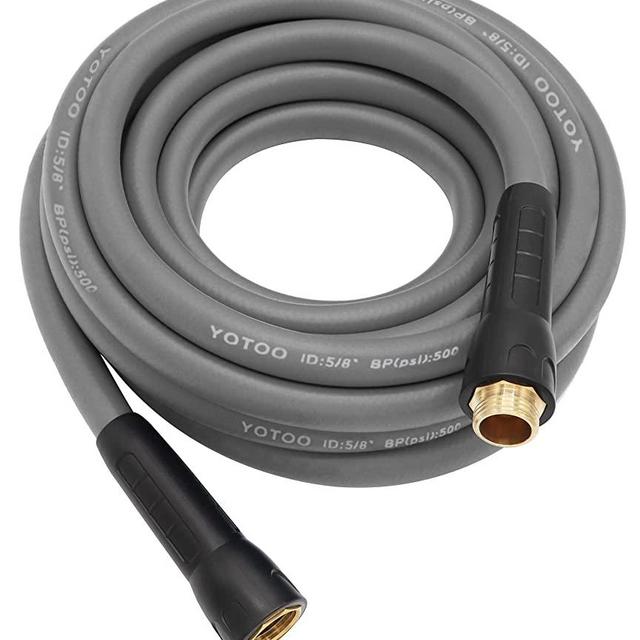 YOTOO Heavy Duty Hybrid Garden Water Hose 5/8-Inch by 25-Feet 150 PSI Kink Resistant, Flexible with Swivel Grip Handle and 3/4" GHT Solid Brass Fittings, Gray
