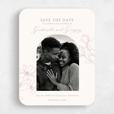 Beige Rounded Wedding Save the Date - Magnolia Photo