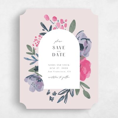 Purple Ticket Wedding Save the Date - Colletta Portrait