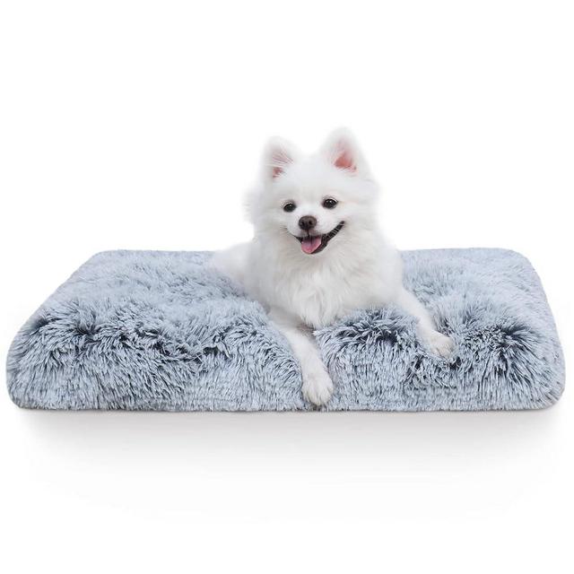 Vonabem Small Dog Bed Crate Pad Puppy Bed 24 inch, Washable Fluffy Plush Pet Beds, Anti-Slip Dog Crate Bed for Small Dogs and Cats,Dog Mats for Sleeping and Anti Anxiety, Kennel Pad Grey